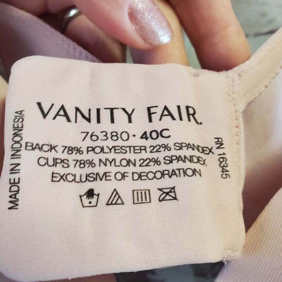 Vanity Fair Bra 40C Pink Adjustable Straps Back Hook Wired - Picture 4 of 9